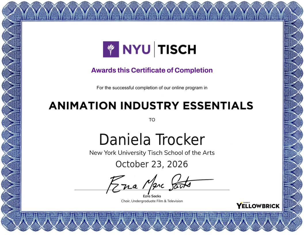 Animation Industry Essentials certificate