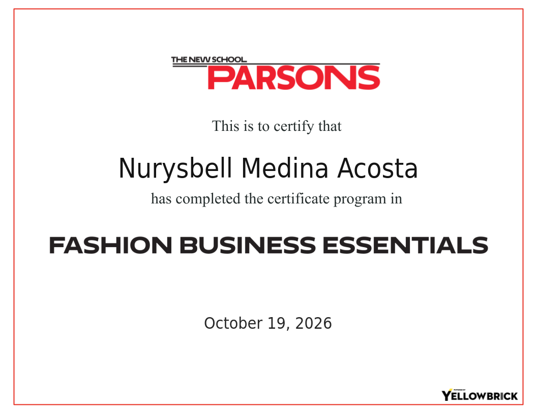 Fashion Business Essentials certificate