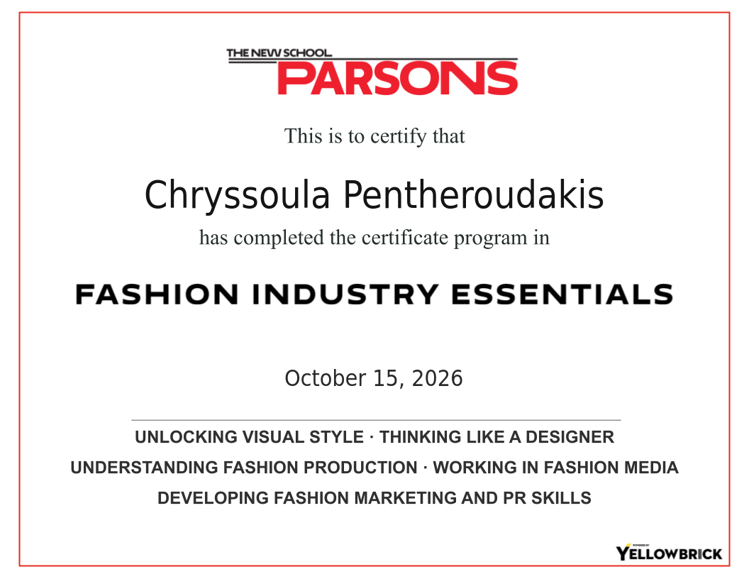 Fashion Industry Essentials certificate