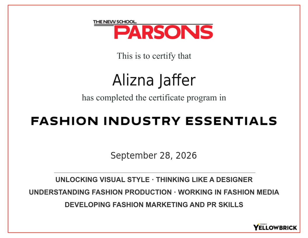 Fashion Industry Essentials certificate