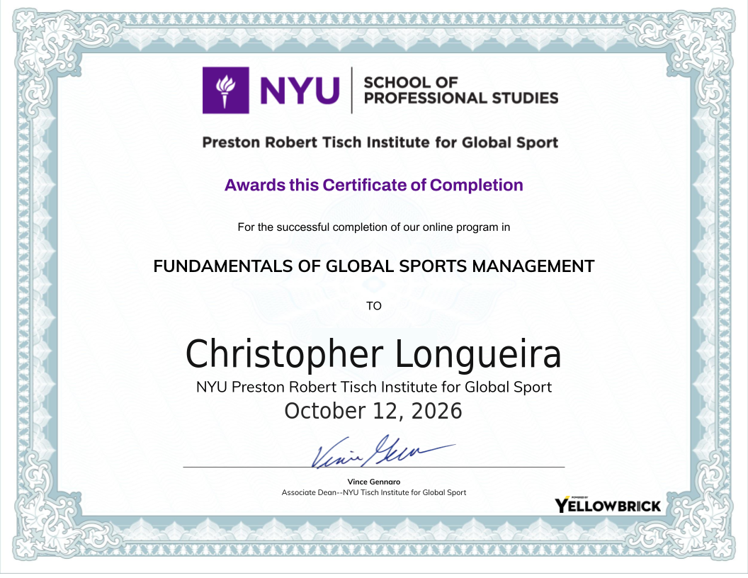 Fundamentals of Global Sports Management certificate