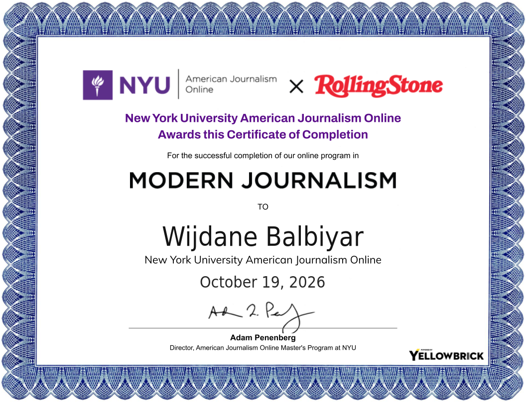 Modern Journalism certificate
