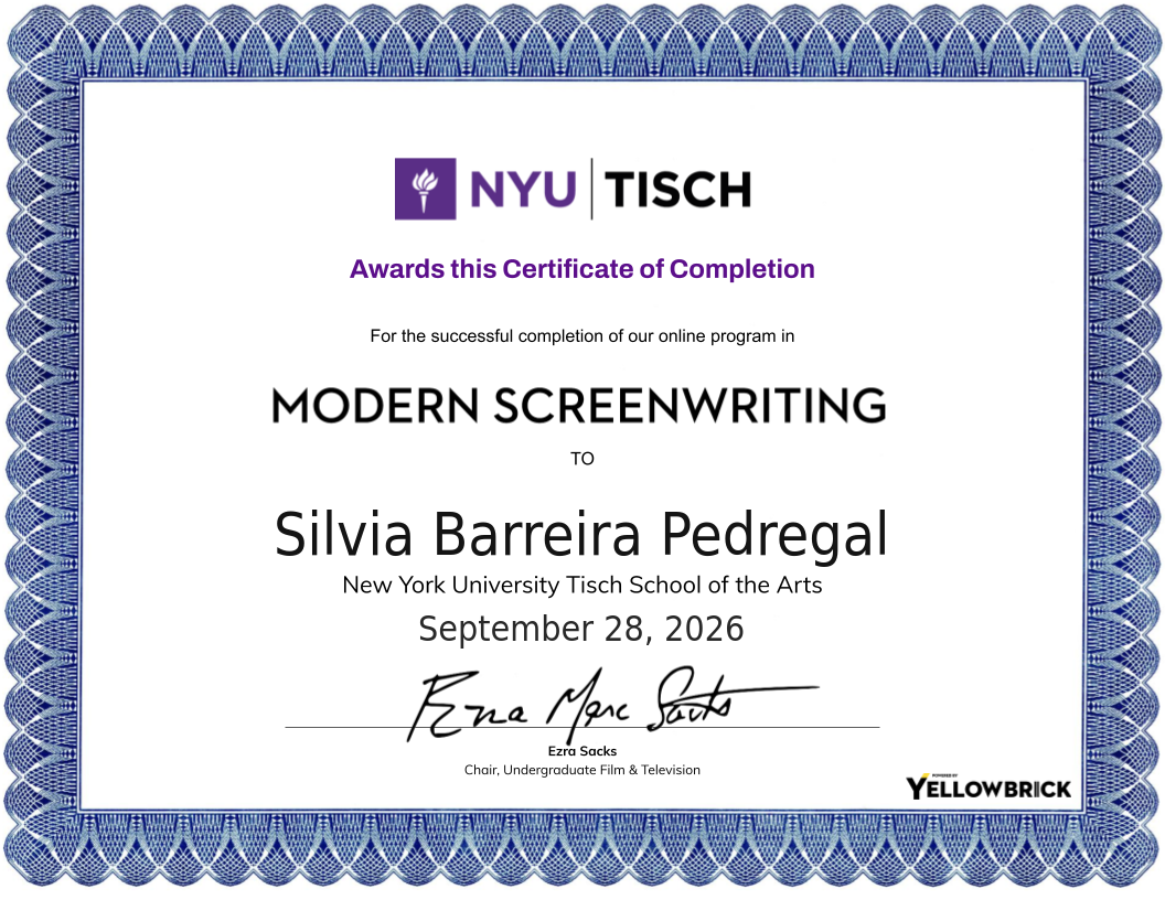 Modern Screenwriting certificate