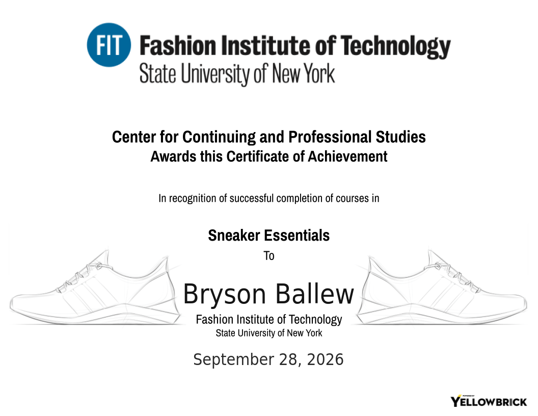 Sneaker Essentials certificate