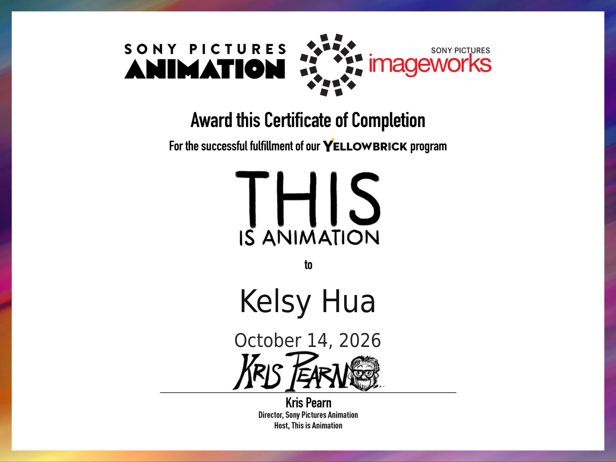 This Is Animation! certificate