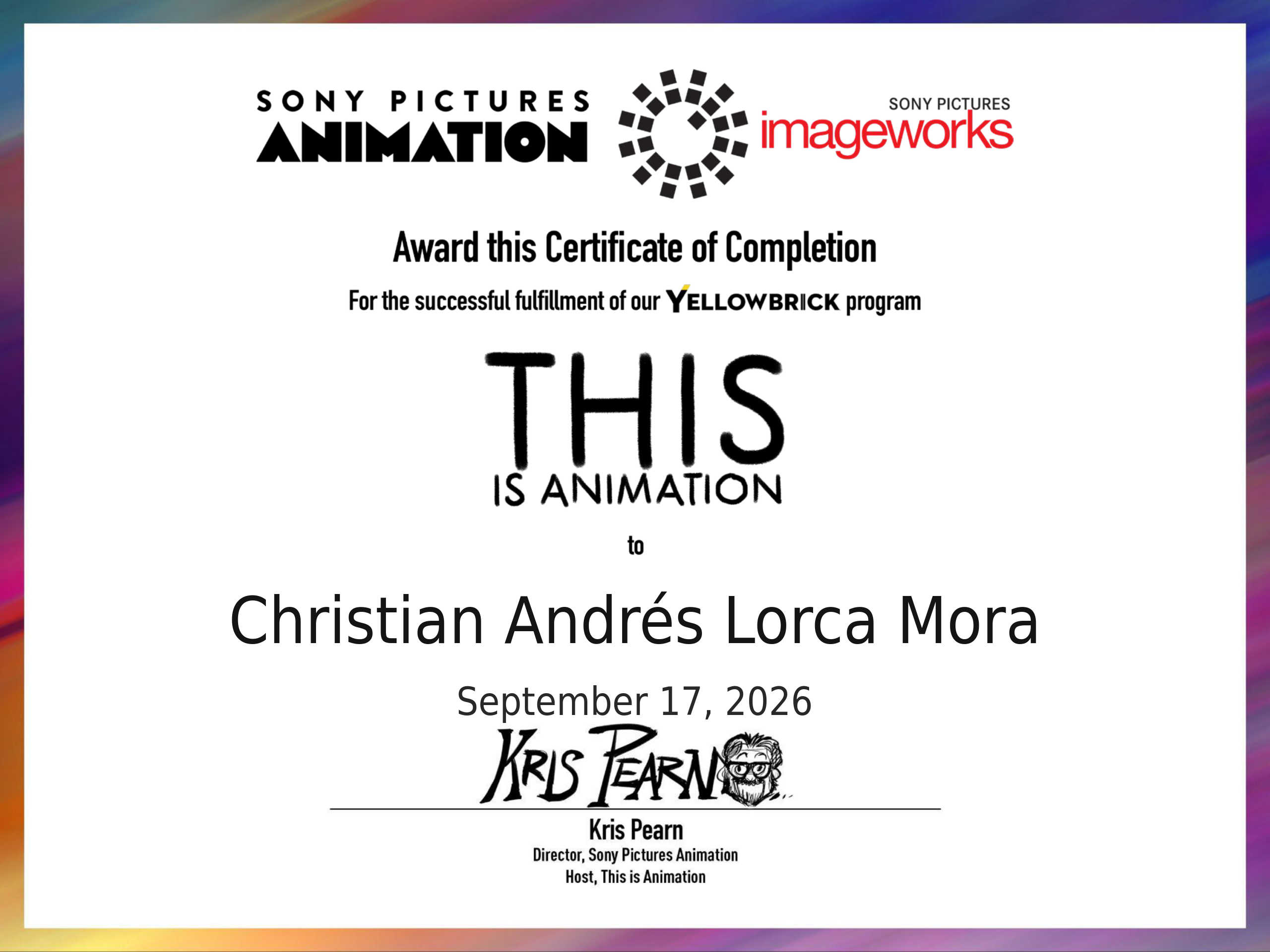 This Is Animation! certificate