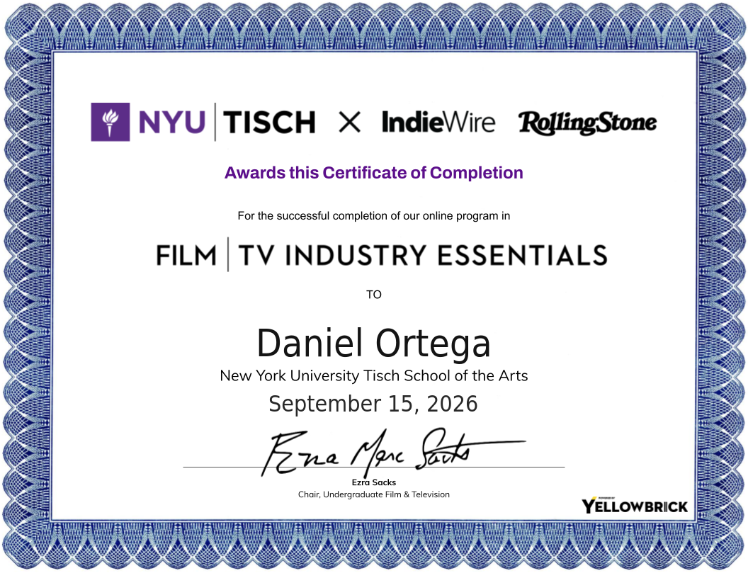 Film and TV Industry Essentials certificate
